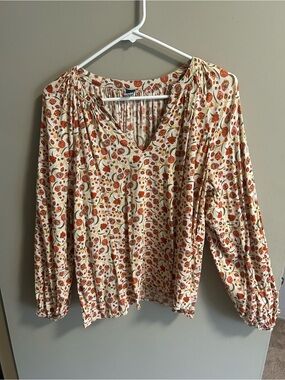 Old Navy Floral Boho Peasant Top Medium Cottagecore Long Sleeve